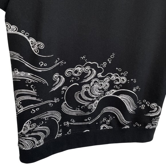 Blind Rooster Black Sweatshirt With Koi Fish & Wave Design, M - Picture 5 of 9